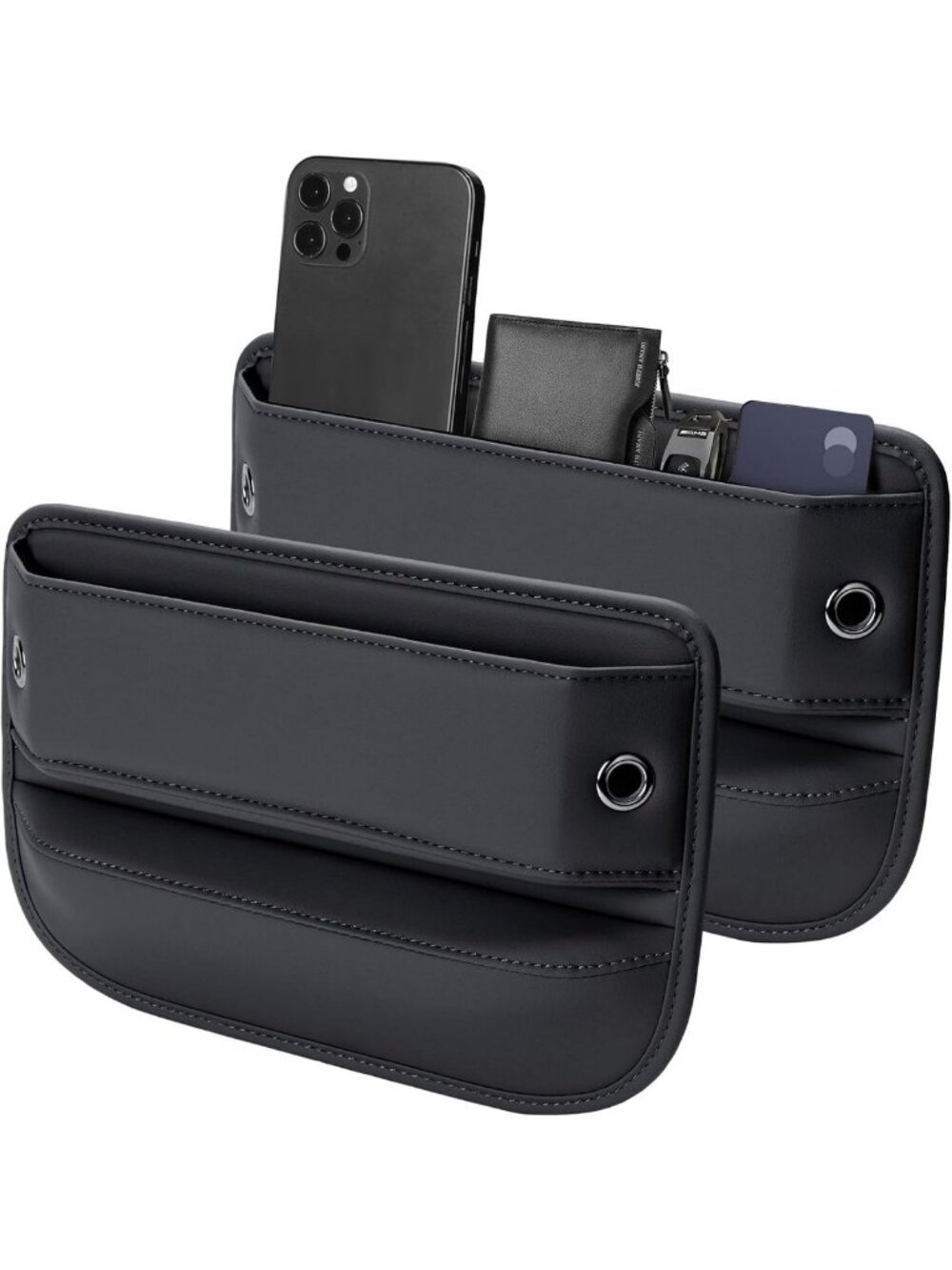 Premium Leather Car Seat Gap Filler Organizer - 2 Pack for SUVs & Trucks